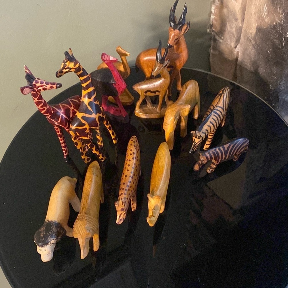 13 Animal Wood Art Figurines